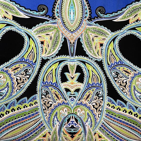 JM Collection Womens Tunic Top Sz 2X Fiesta Blue Green Black Paisley Embellished - Picture 8 of 11